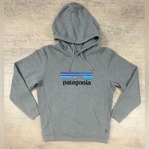 PATAGONIA MENS LARGE REGULAR FIT GRAY P-6 LOGO UPRISAL HOODY HOODIE SWEATSHIRT